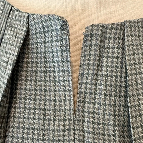 Johnnie O women’s silk  wool retro plaid dress workwear grey SZ XL - Picture 2 of 8